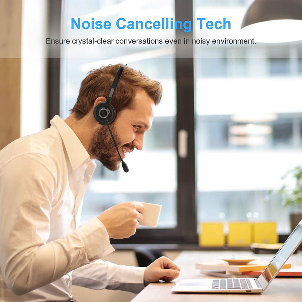 Bluetooth Headphones with Microphone, Wireless Headset on Ear, Noise Canceling PC Headset for Cell Phones PC Tablet. 