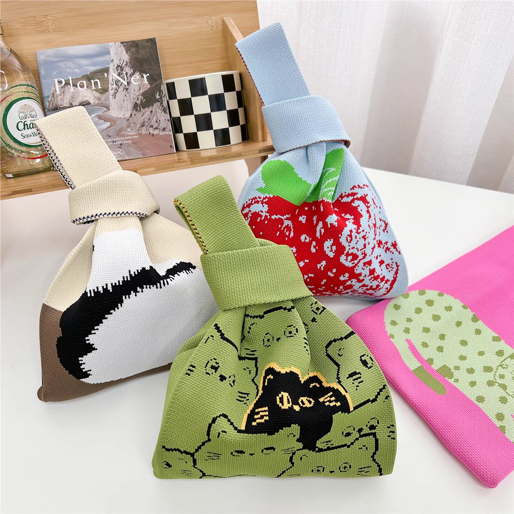 2023 back panda new product large and versatile student large capacity quartle bag shoulder bag knitted bag hand bag factory. 