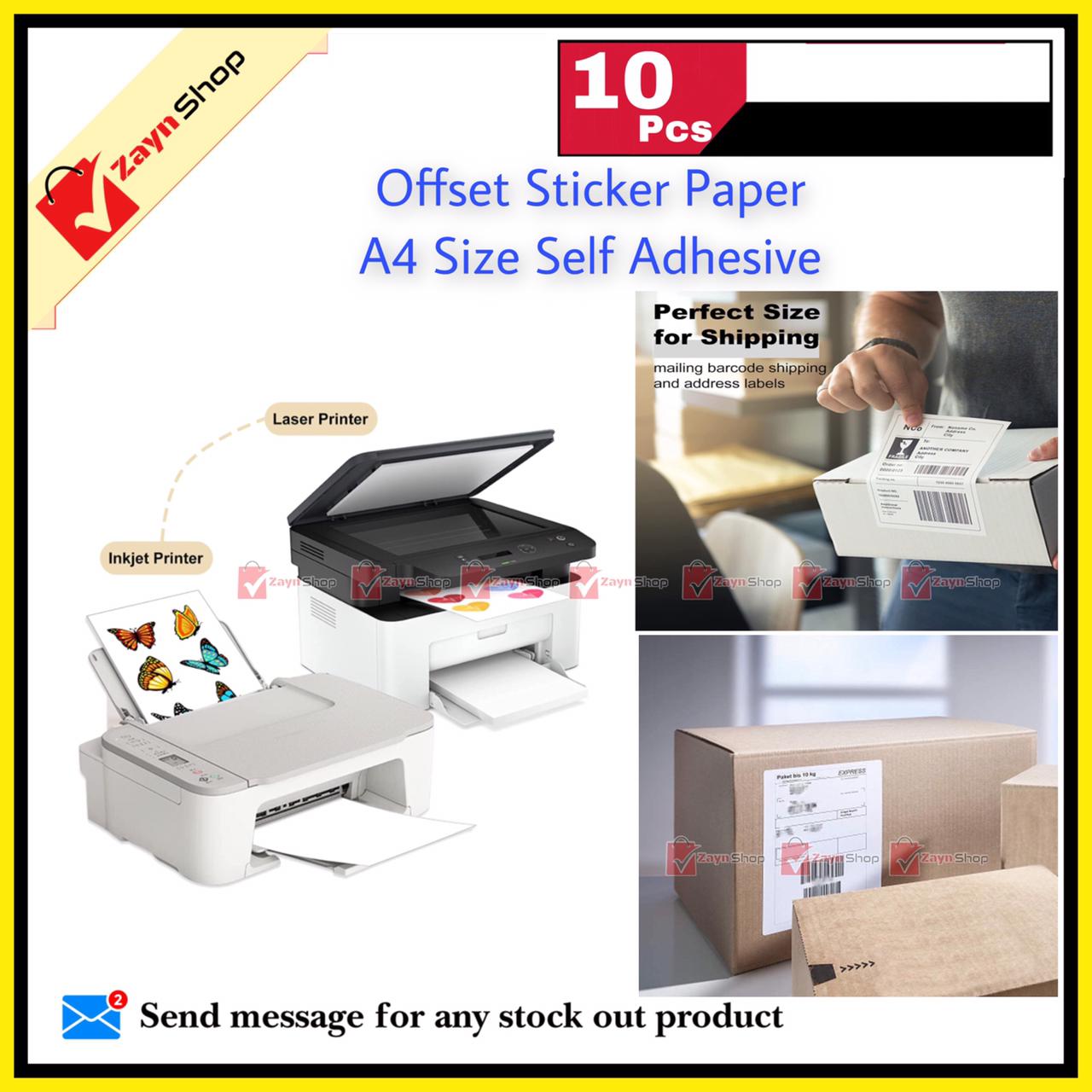 Offset Sticker Paper A4 Size Self Adhesive Label white color 10 pcs. 