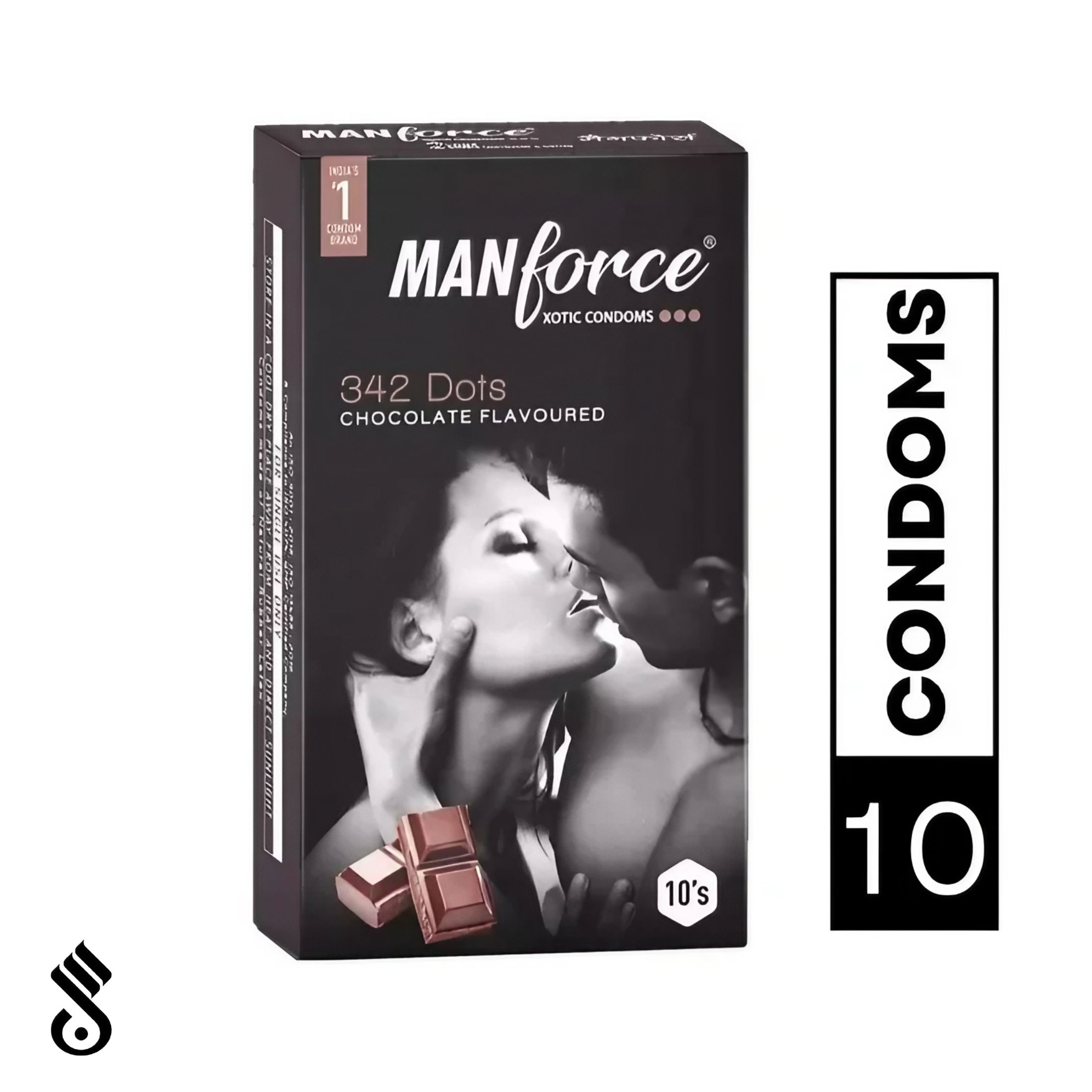 Manforce Chocolate Flavoured Extra Dots Condom For Men - Large Single Pack 10pcs Condoms. 