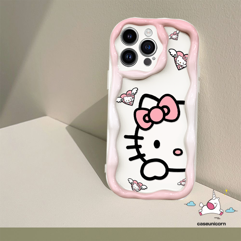 Cartoon Cute Hello Kitty Phone Case Compatible For Realme C53 C11 C17 C12 C3 C25s C20 C25 C51 C21Y C15 C25Y 5i 7i 5s 9i 6i 5 C31 C1 C55 C21 C33 C20A C30 Creative Sweet Cat 3D Wavy Curved Edge Cover. 