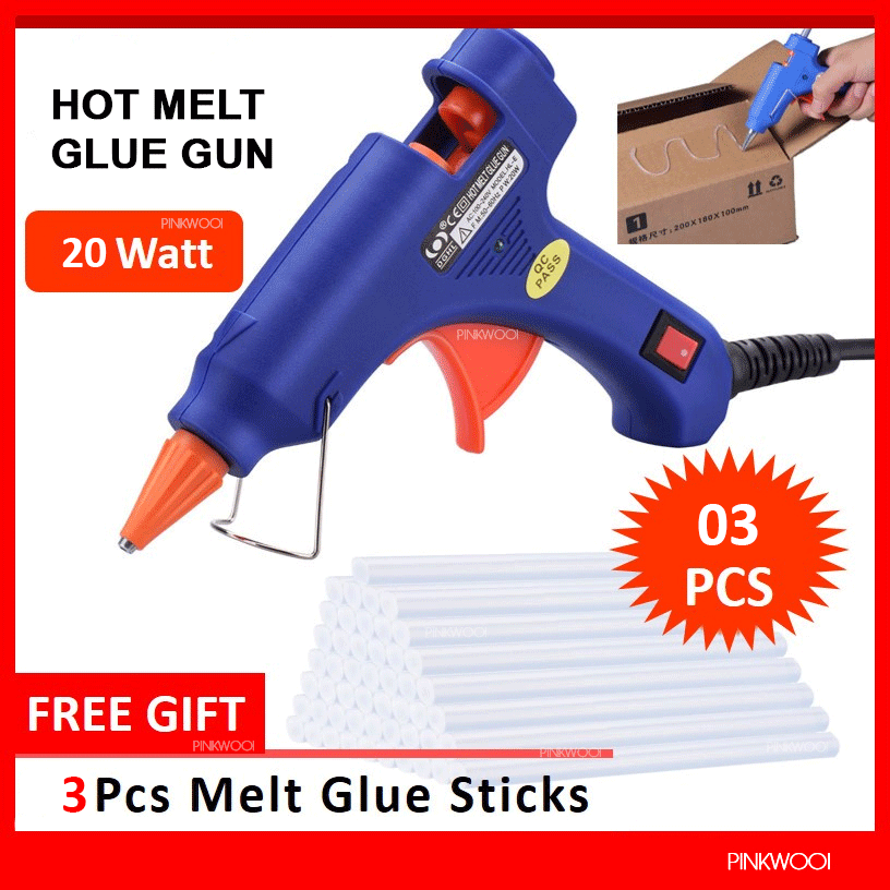 Glue Gun 20 watt with free 3 pcs Glue Stick - Hot Melt Glue Gun