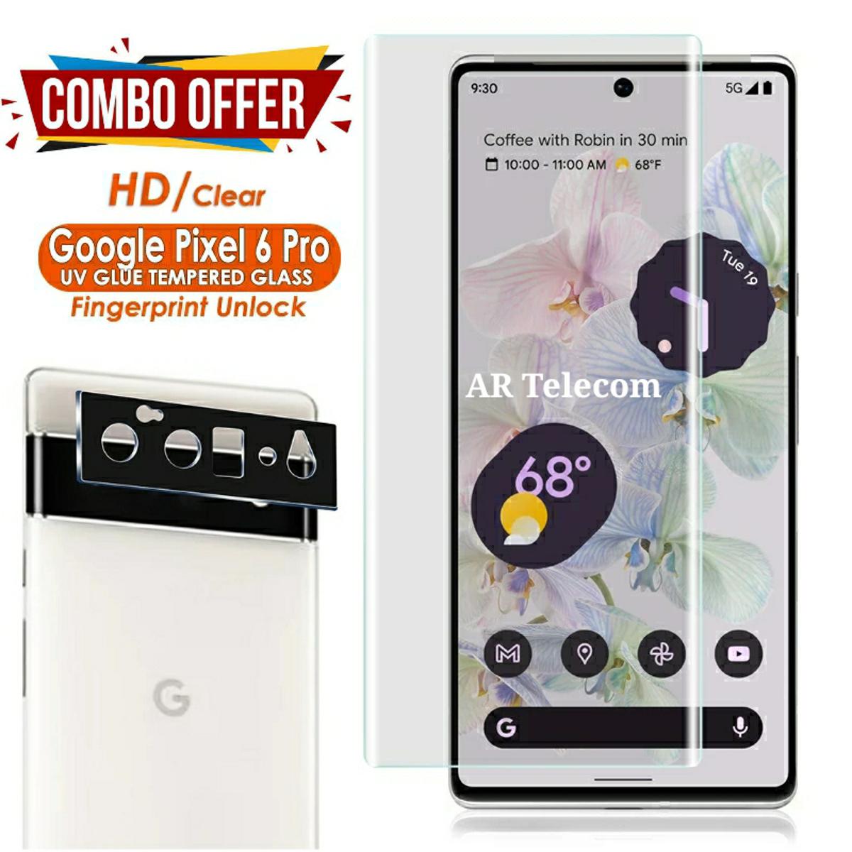পিক্সেল 6 প্রো 5g এর জন্য 2 ইন 1 কম্বো প্যাক প্রিমিয়াম স্ক্র্যাচ প্রতিরোধী রিয়েল টেম্পার্ড গ্লাস uv স্ক্রিন প্রোটেক্টর + 9h স্ক্র্যাচ প্রতিরোধী hd ক্লিয়ার ক্যামেরা প্রোটেক্টর গ্লাস