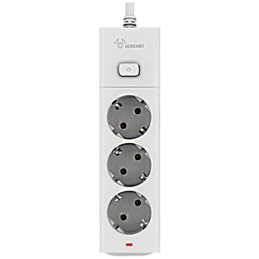 Bull 16A 3680W 3/4/5 Way AC Universal Outlets Plug Home Socket EU Plug Power Strip Overload Protection Extension Cord - 3-hole 3M gneu-g1030-30. 