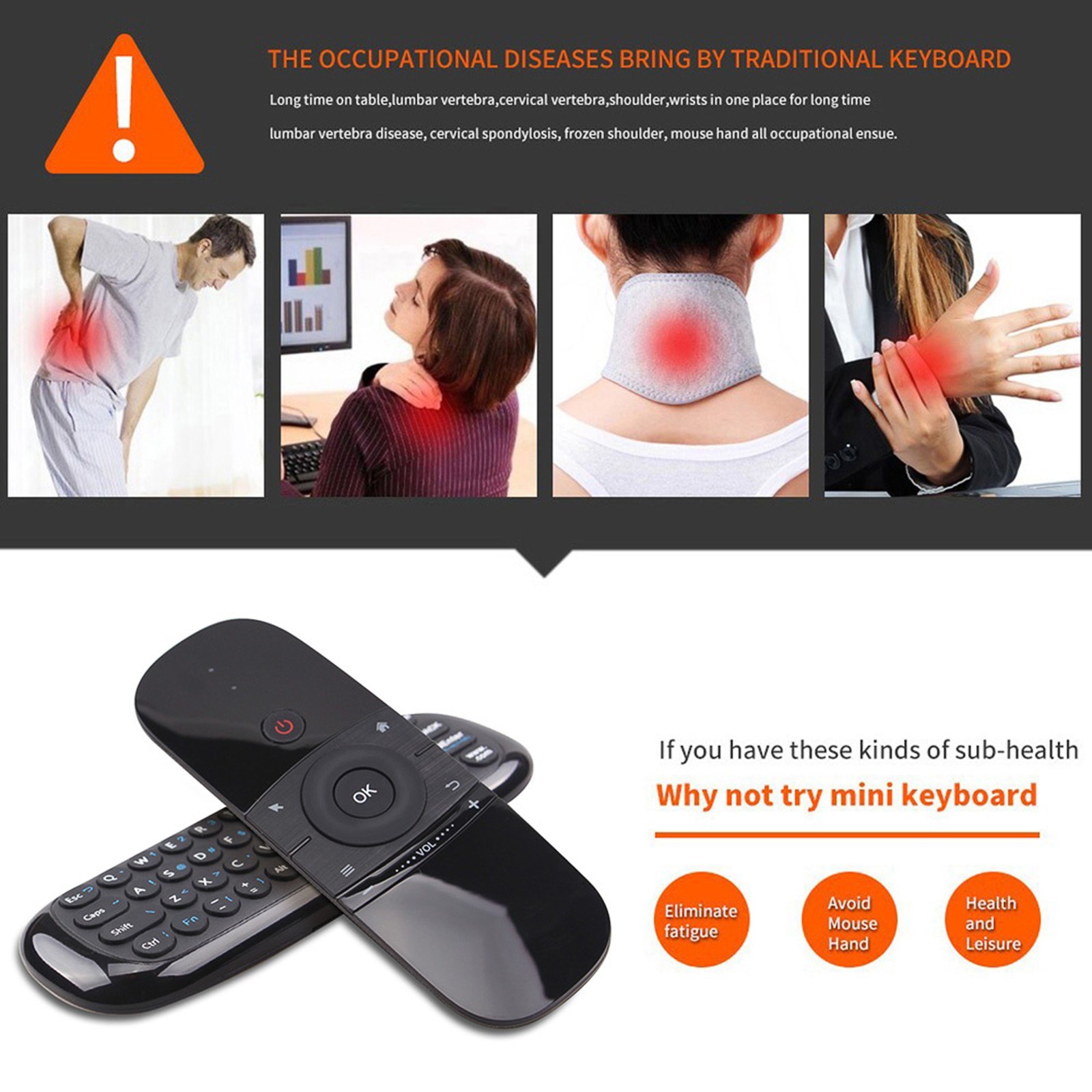 Wechip W1 Wireless QWERTY Keyboard 2.4G Air Mouse Remote Control-english. 