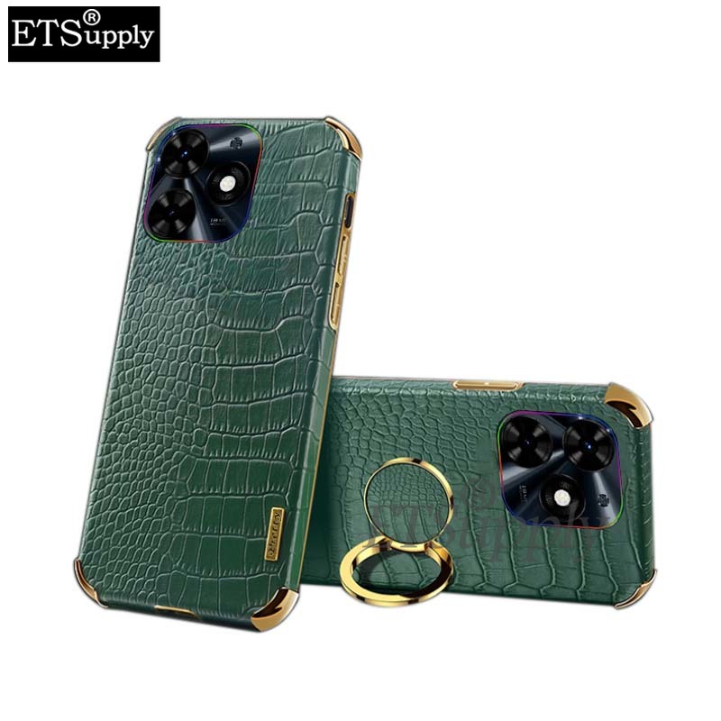 Phone Case Tecno Spark 20Pro 20C Soft Case Crocodile Pattern Texture Leather Handphone Shockproof Adsorb Ring Back Cover Tecno Spark 20 C 20 Pro Case. 