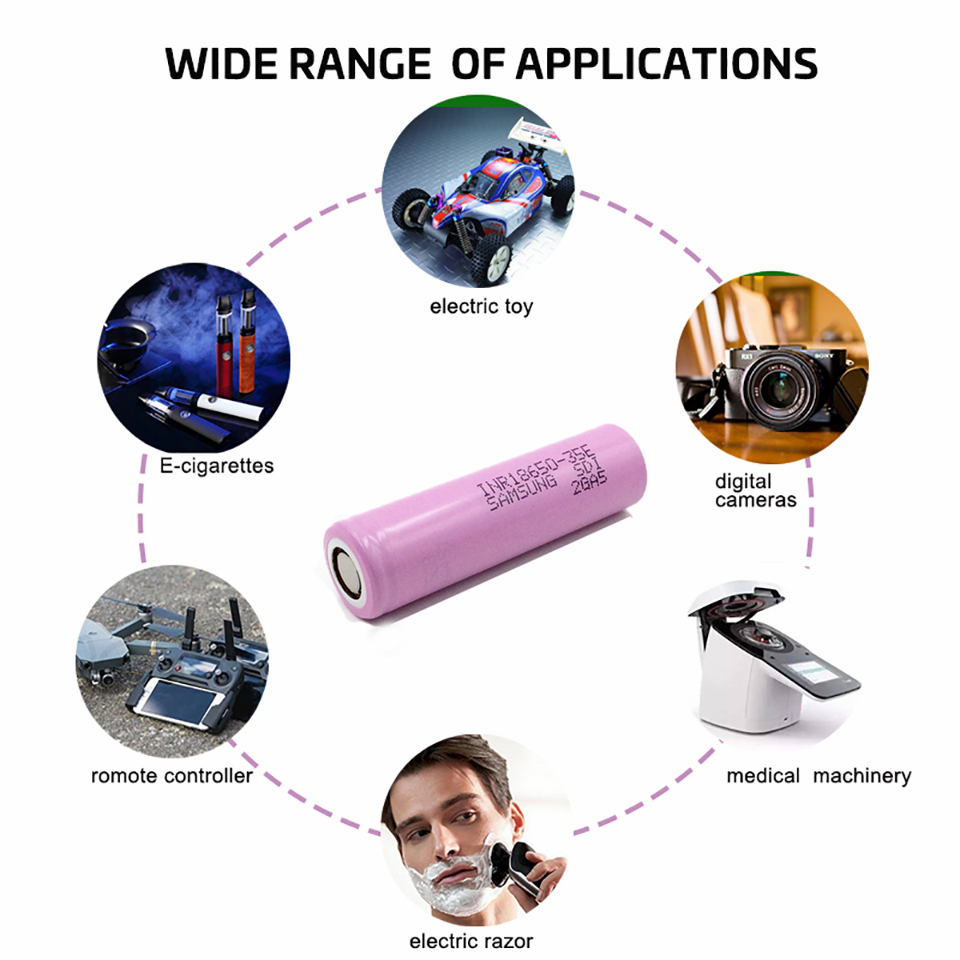 Unleash the Power Original 18650 Lithium Battery 35E: 3500mAh 3.7V 25A High Capacity for Electric Tools and Devices. 