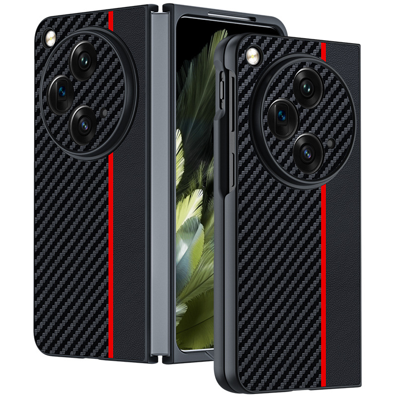 Applicable OPPOFindN3 Mobile Phone Shell Carbon Fiber Kevlar Pattern OnePlus One plus OPEN Protective Case Leather Case. 