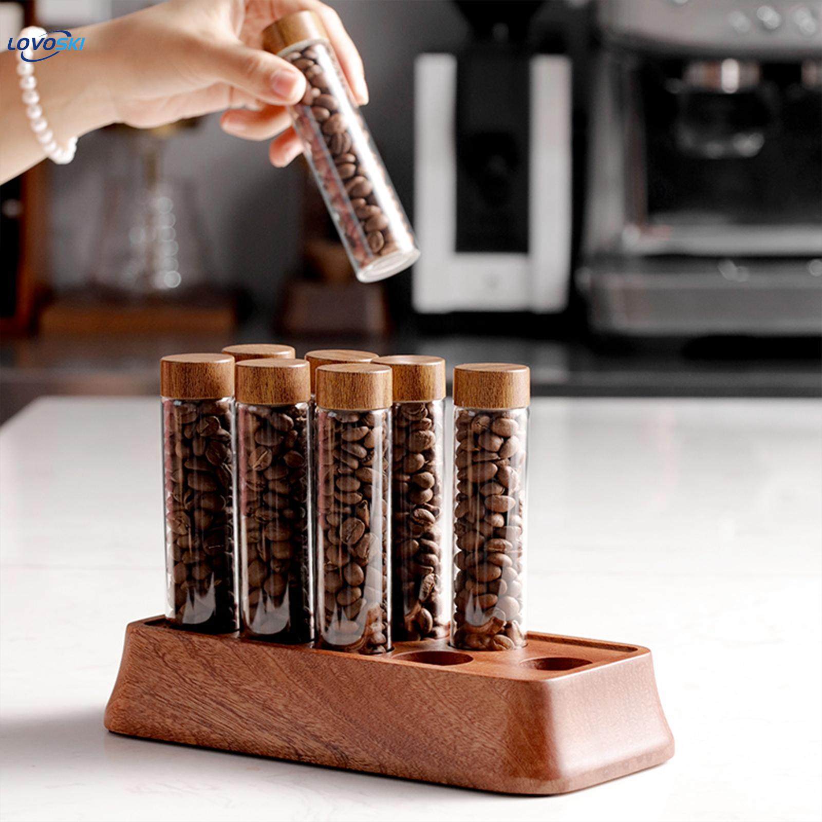 Coffee Bean Dispenser with Display Rack for Coffee Shop Countertop Bar. 