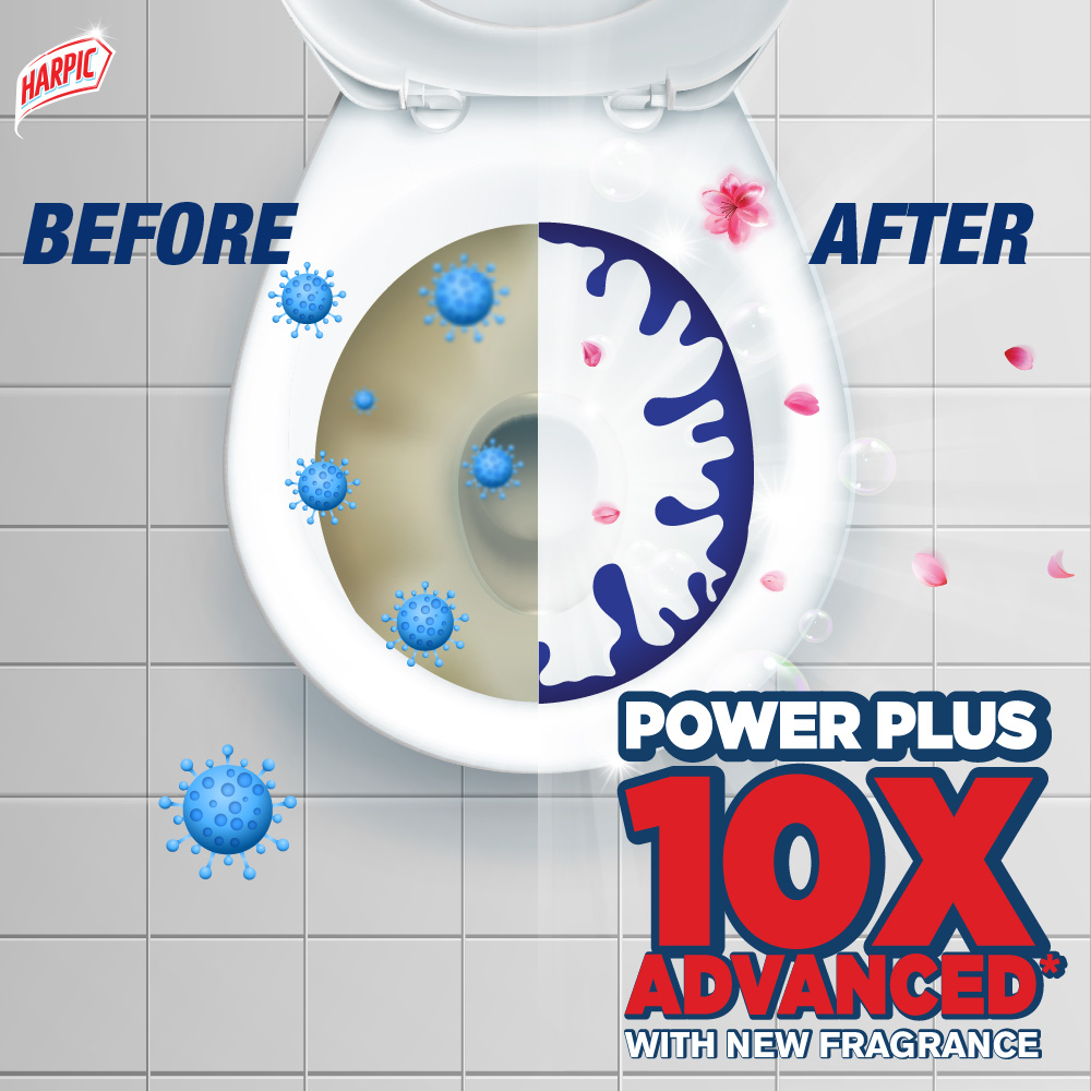 Harpic Toilet Cleaner Liquid 750ml Original Power Plus 10x Stronger, new & thicker formula kills 99.9% of germs. 