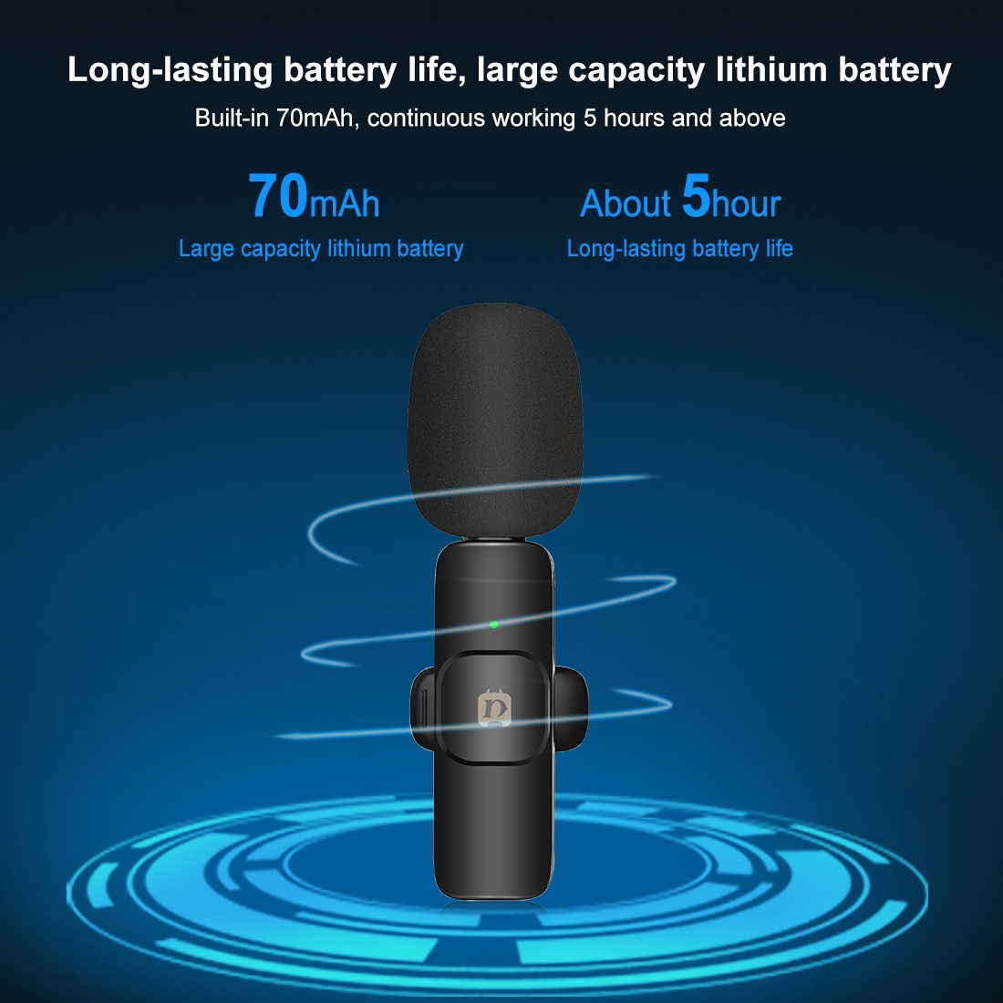 PULUZ PU3151B One-Trigger-Two Mini 2.4G Wireless Microphone System Clip-on Mic Replacement for Type-C Android Smarphones Tablets. 