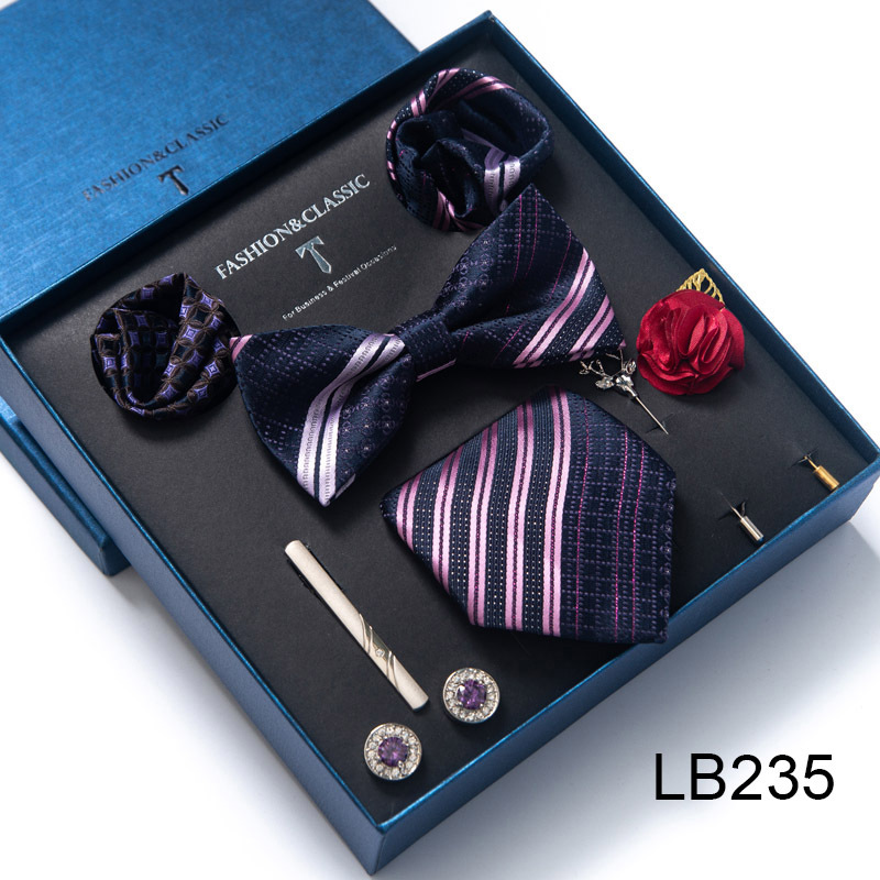 Mens Luxury Tie Set Box Fashion Business Striped Necktie Square Scarf ...