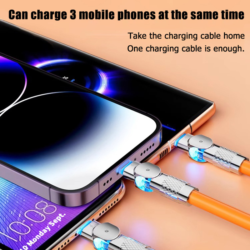 ZHIKE Charger for Android Type C Micro USB iOS 3 in 1 Connector Super Fast Charging cord with Adaptor 240W Data Cable Maximum Support 120Watts 6A and Adapter Silicone Zinc Alloy Charging Cable for iPhone IOS Xiaomi OPPO VIVO Huawei Samsung Galaxy. 