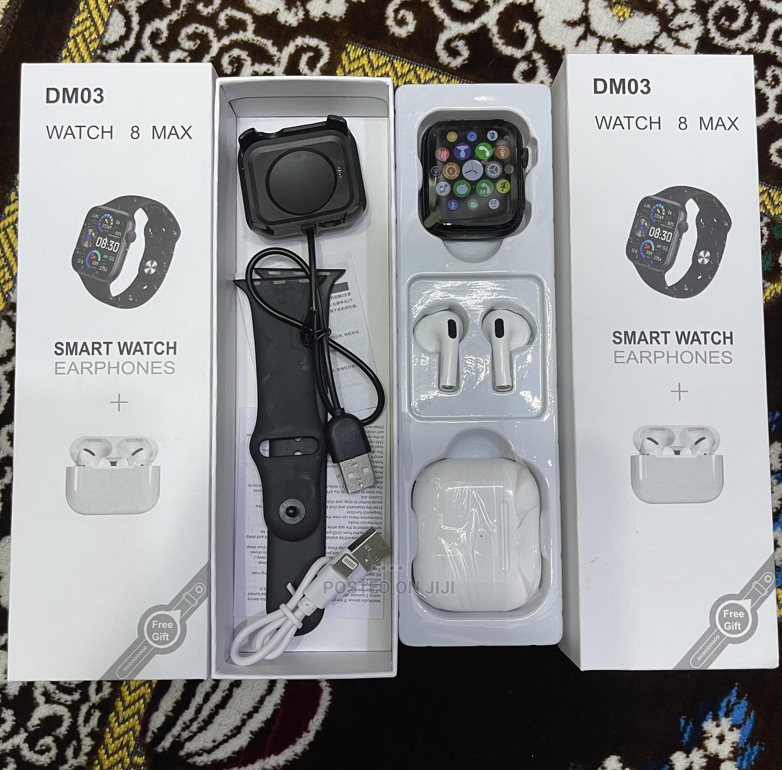 Watch 8 Max DM03 Smart Watch and Free Bluetooth Earpds. 
