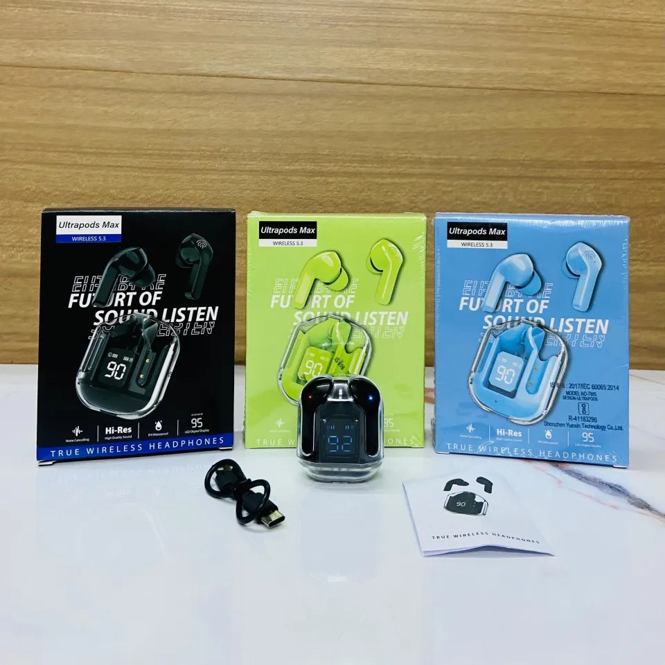 Ultrapods Max Bluetooth 5.3 Transparent Wireless Earbuds. 