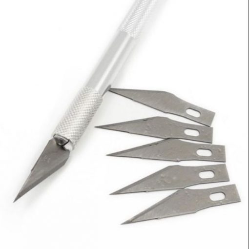 6Pcs Precision Cutter With Blade With Safety Cap Stainless Steel Handle 5 Inch Long Blade 2.6cm Long Precision Cutter Blade Precision Cutter Knife Tool Sets For Cutting Carving Craft DIY. 