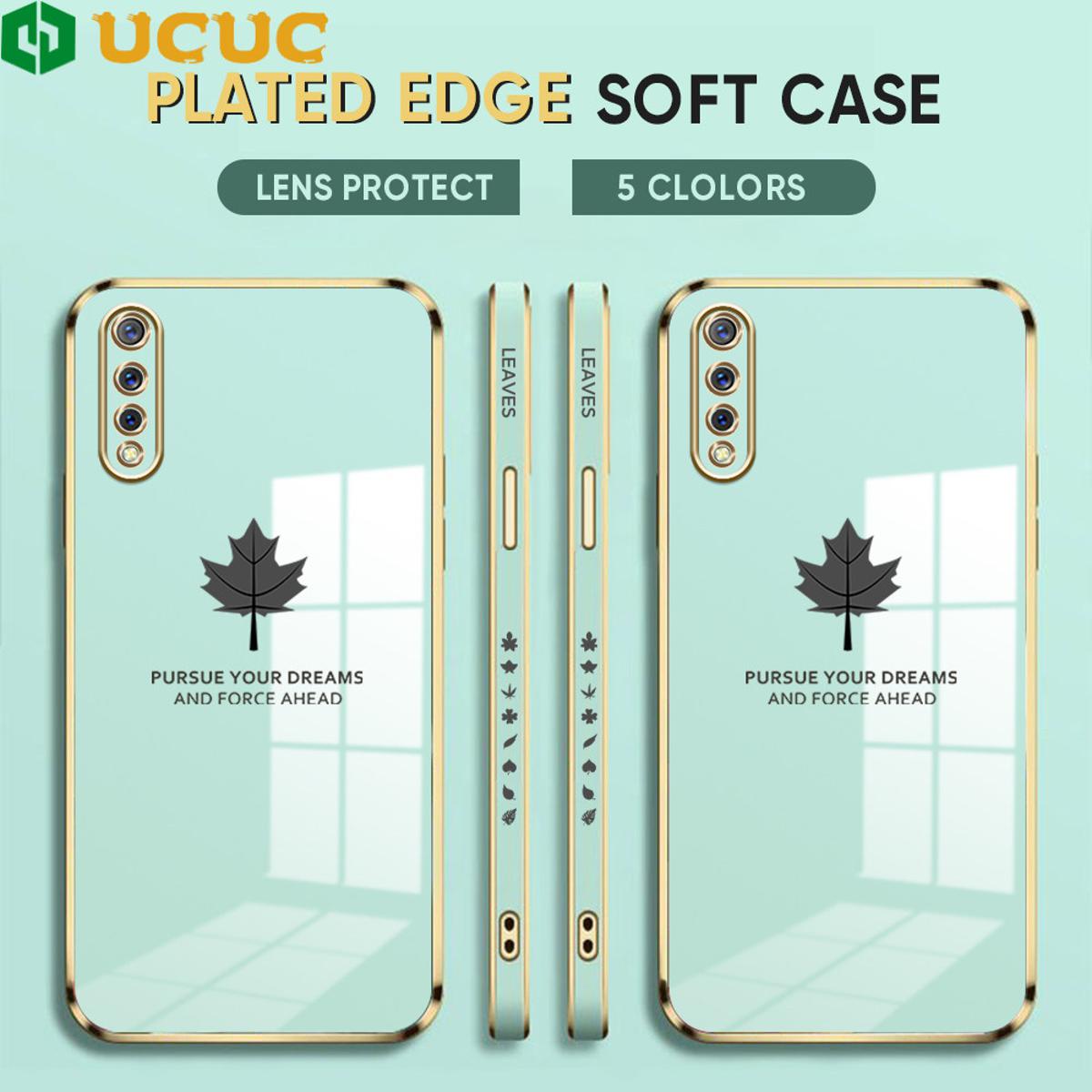 UCUC for Vivo S1 Back Cover + Free Lanyard Maple Leaf Luxury 6D Plating Case Side Pattern Soft Silicone Square Phone Cases