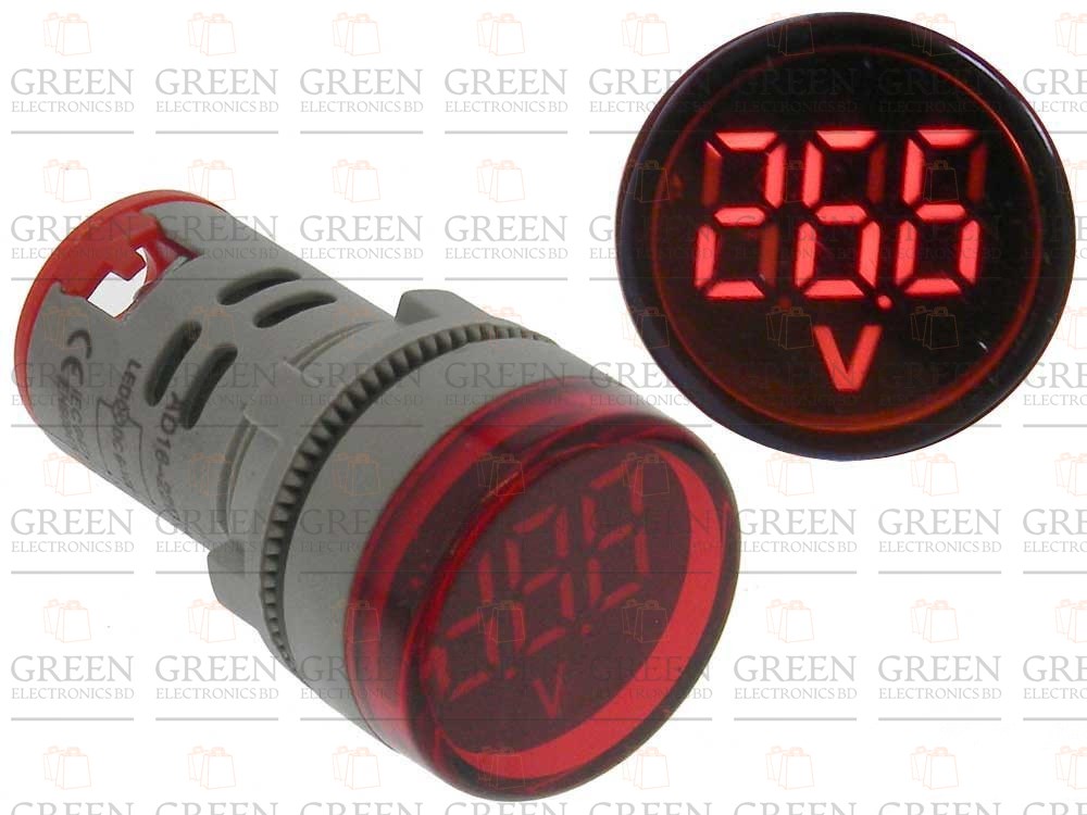 22mm AC 60-500V LED Panel Digital Voltage Meter Voltmeter Round Indicator Light. 