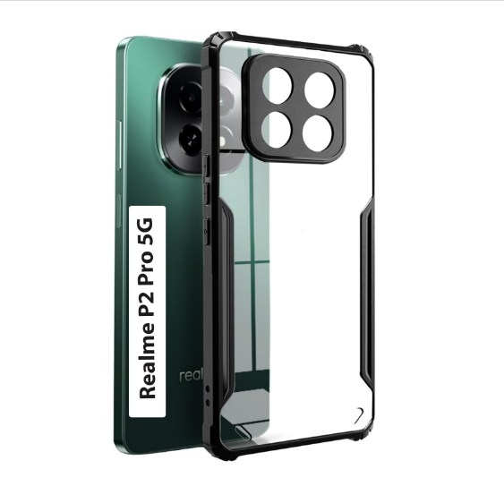 SPAZY CASE® 𝐑𝐞𝐚𝐥𝐦𝐞 𝐏𝟐 𝐏𝐫𝐨 𝟓𝐆 Back Cover | Transparent Crystal Clear Hard PC Back Case with TPU Bumper, Drop Protection Case Cover for Realme P2 Pro 5G RealmeP2Pro5g. 