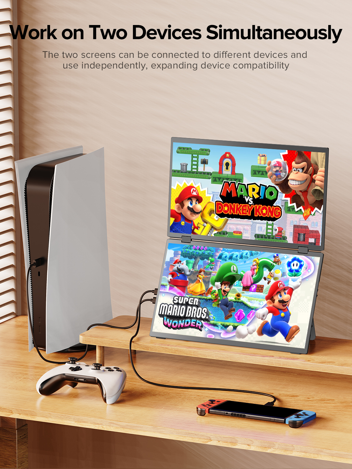 UPERFECT UStation Δ / Delta Portable Monitor for Laptop 15.6 1080P Extender Dual Screen with Stand VESA 360° Folding Stacked. 
