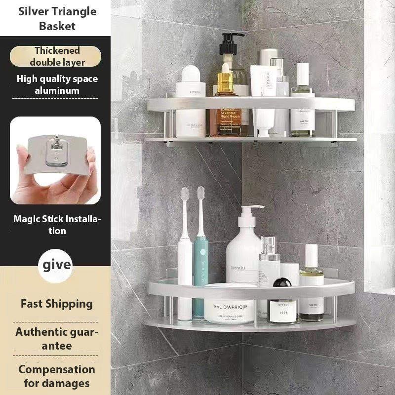 Bathroom Shelves No-drill Wall Mount Corner Shelf Shower Storage Rack ...