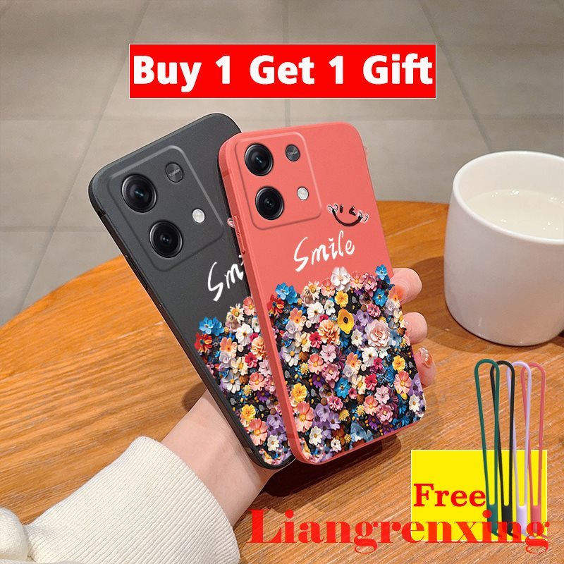 Casing Xiaomi Poco X6 Pro 5G Poco M6 Pro 4G Redmi 13C 5G Poco M6 5G back cover phone case softcase liquid silicone protector smooth shockproof bumper cover new design cartoon smile ytxsh01. 