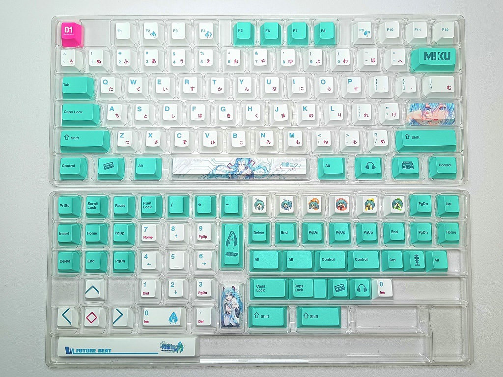 Applicable Hatsune Miku theme keycaps original PBT sublimation keycaps adapt to 61/64/68/84/87/98/1. 