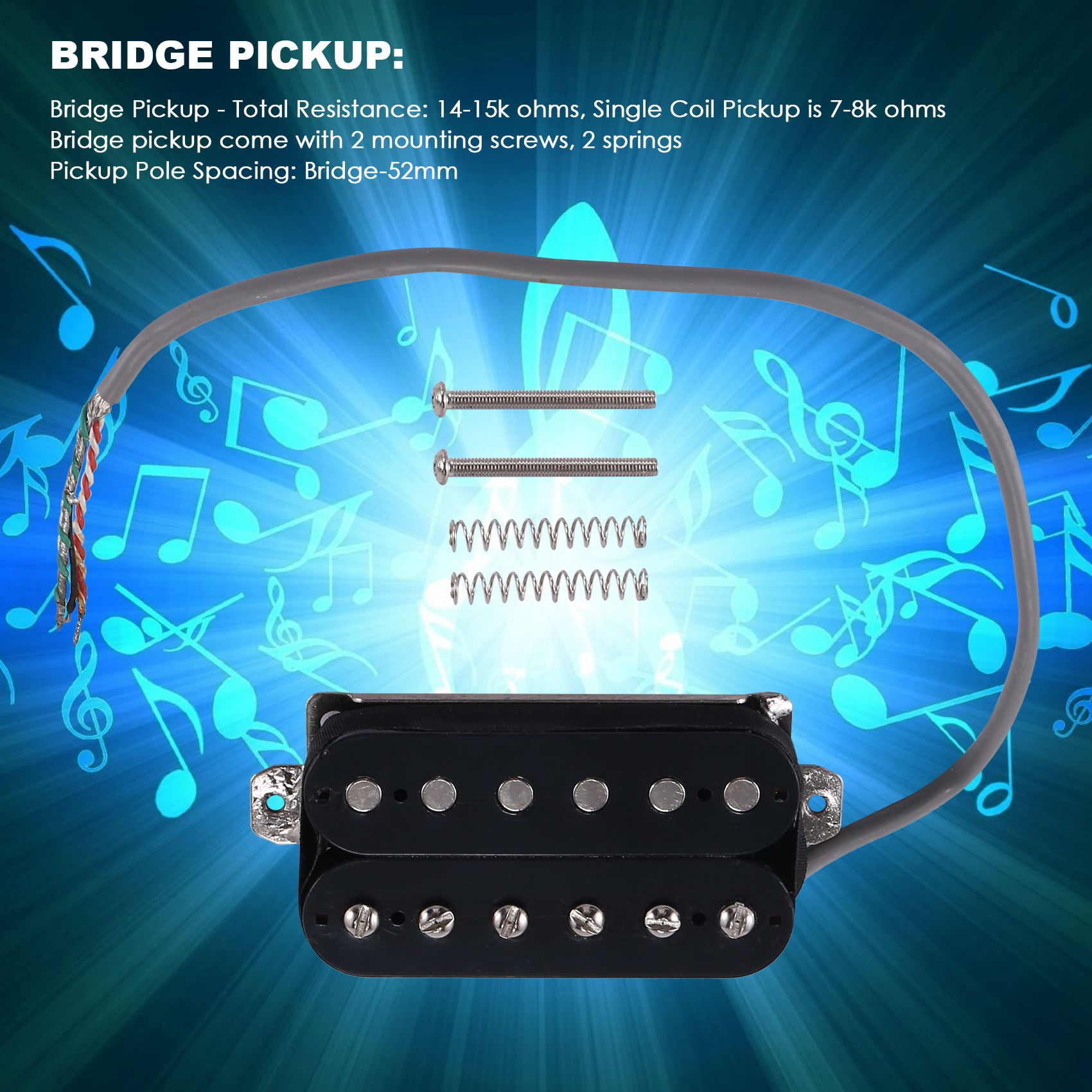 Electric Guitar Humbucker Pickups Bridge Alnico V Pickup Black