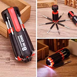 8 In 1 Multi Screwdriver Set With Powerful Torch. 