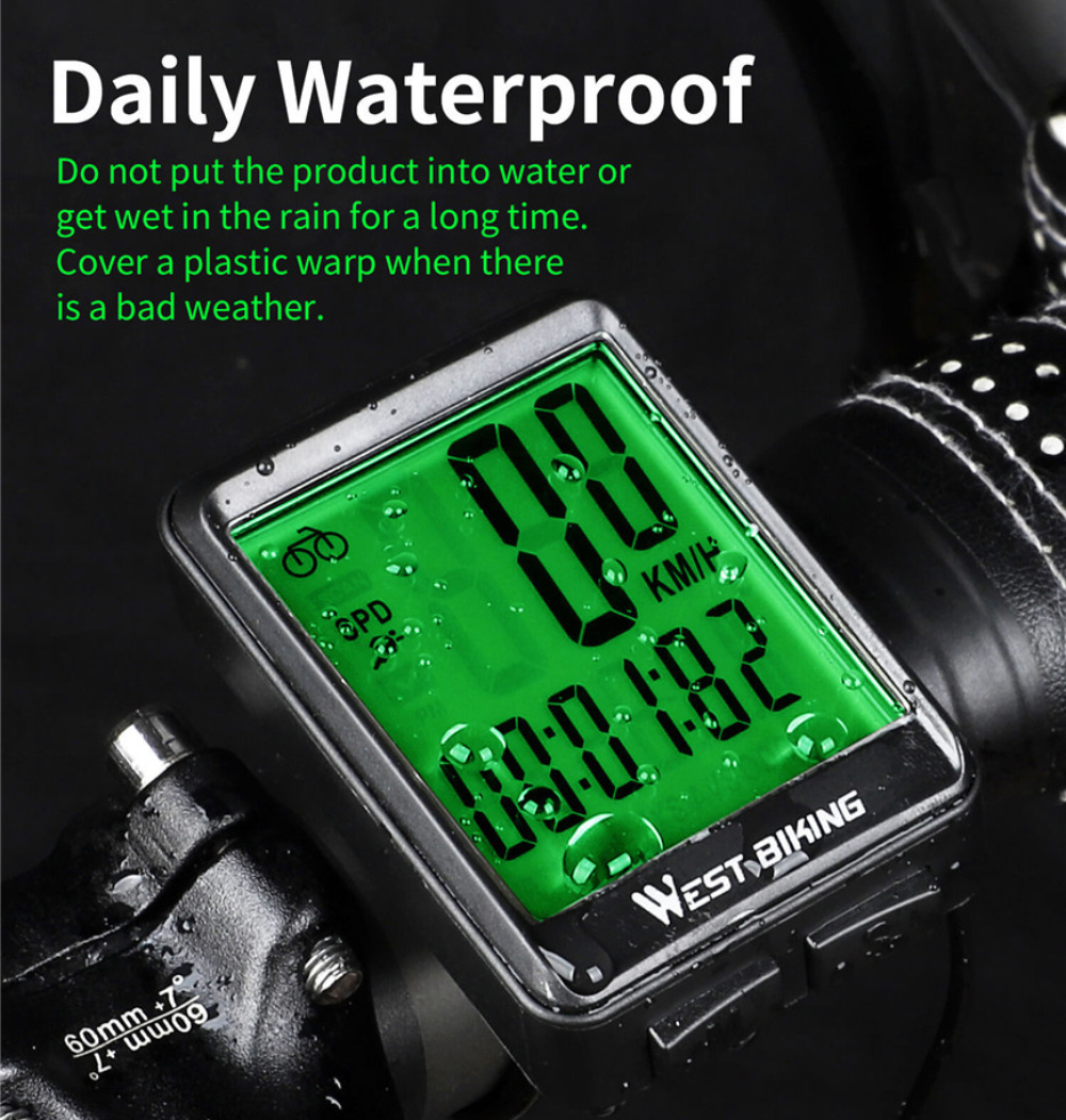 WEST BIKING Waterproof Bicycle Computer WirelessWired MTB Bike Cycling Odometer Stopwatch Speedometer Watch LED Digital Rate. 