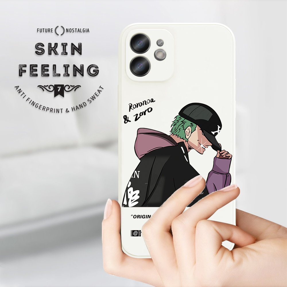 Hontinga for iPhone 7 Plus / 8 Plus Back Cover Green Hair Boy Side Design Case Square Edge Liquid Silicone Phone Case. 