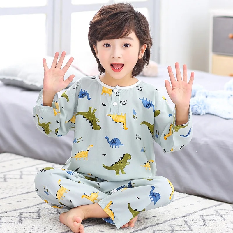 Boys Girls Pajamas Set Children Penguin Pajamas Cotton Kids half sleeve Pyjamas Children Pijama Baby Sleepwear Clothing 6 9 12Y. 