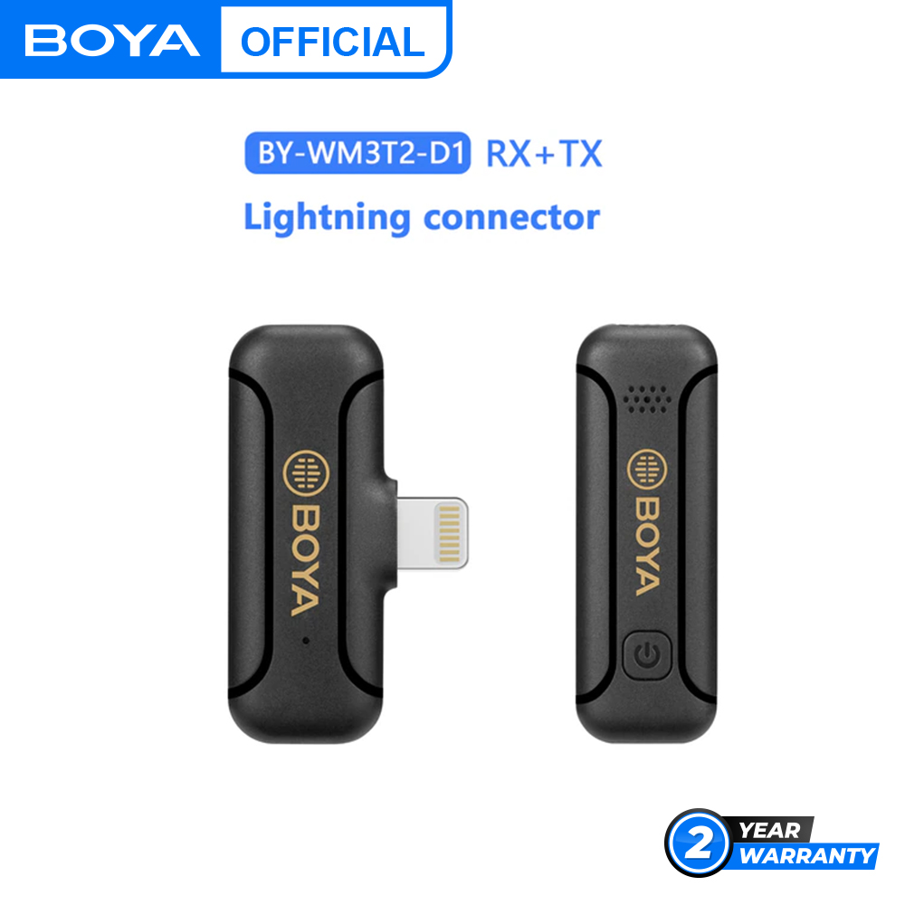 BOYA  BY-WM3T2-D1 Wireless Microphone Lavalier Lapel Plug Play Condenser Mic for iPhone iPad Tablet Laptop IOS Video Record. 