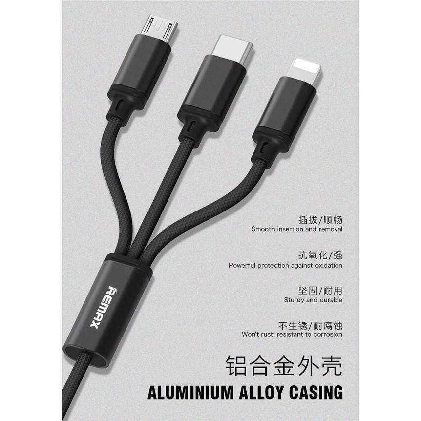 Remax CONCISE FASHION STYLE GITION SERIES 3in1 - Micro USB, Type-C, Lightning Charging Cable. 