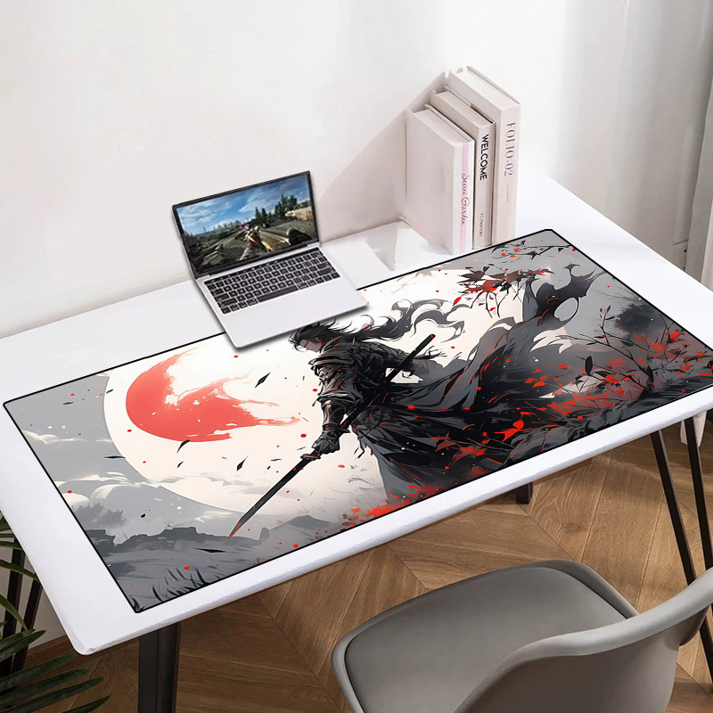 Moon Samurai Xxl Mouse Pad 900x400 Non-slip Rubber Keyboard Gaming Mats Playmat Deskpad Computer and Office Mousepad Anime Gamer. 
