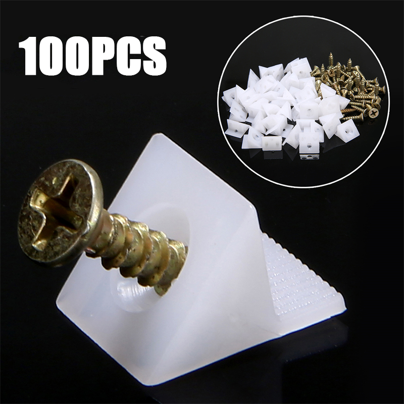 50/100pcs Furniture Chest Drawer Bottom Repair Fixing Mending Wedges Drawer Angle Code Bracket Fastener with Screws. 