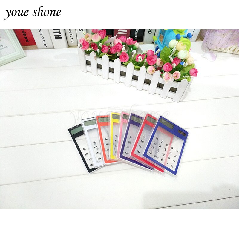 【happy one】Portable LCD 8 Digit Touch Screen Ultra slim Transparent Solar Calculator Clear Scientific Calculator. 