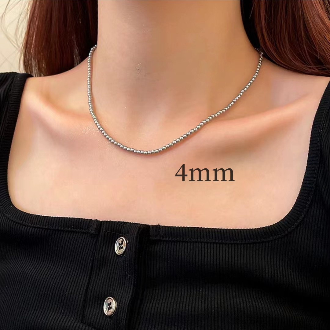 Shijia's same style silver-gray hemp pearl necklace for women French light luxury high-end retro personalized clavicle chain neck
