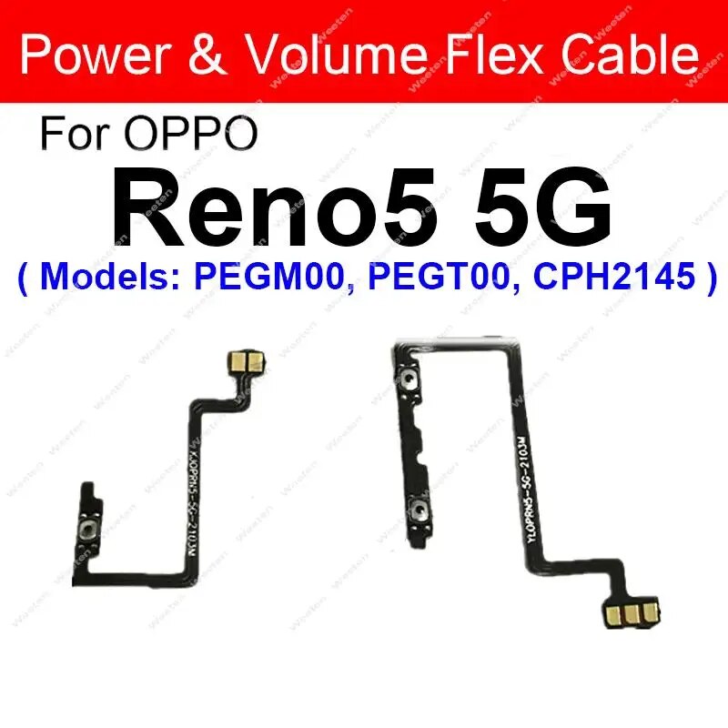 Power Volume Flex Cable For OPPO Reno 5 6 Pro Plus Pro+ 6 Lite 4G 5G Side Button Power Volume Flex Ribbon Replacement. 