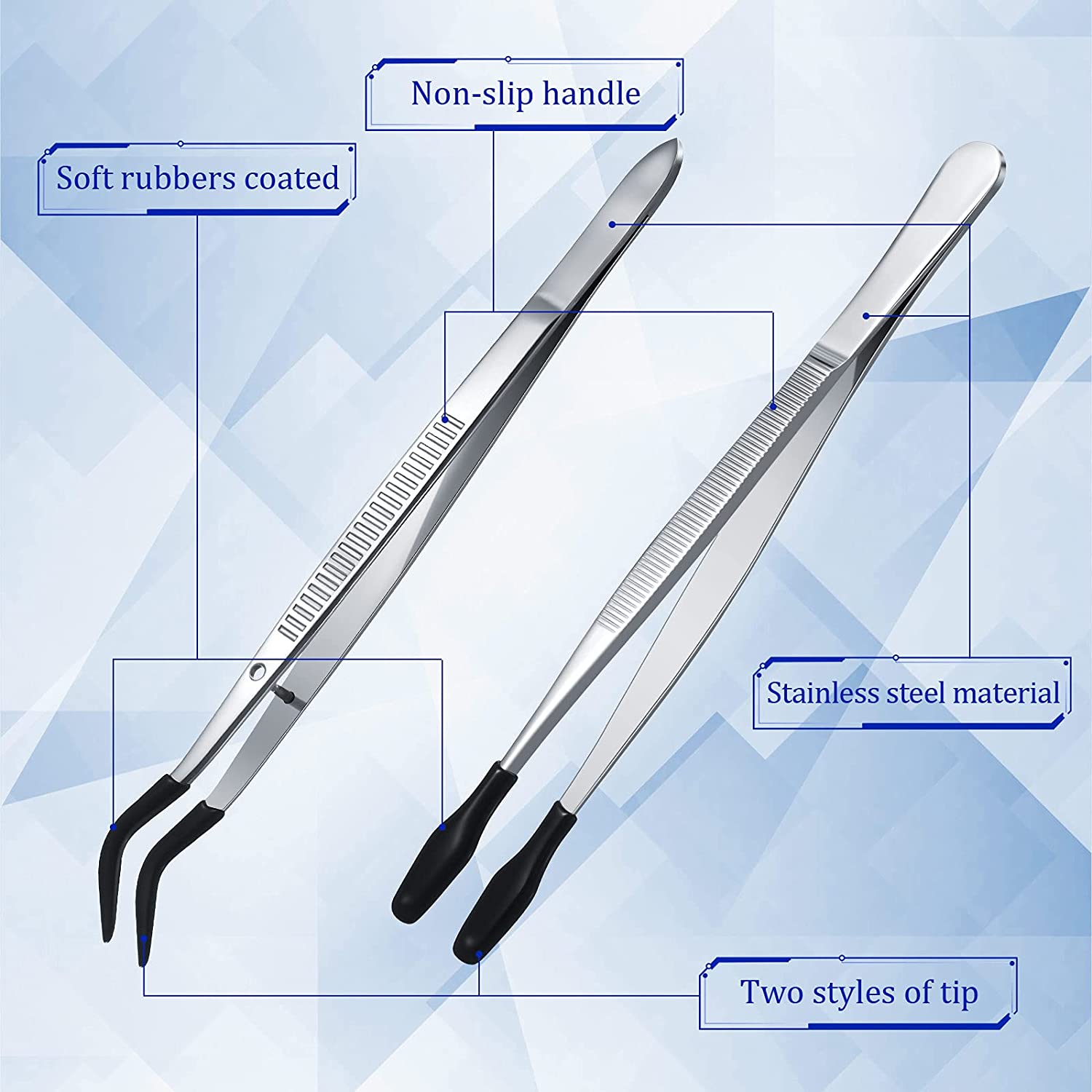 6 Pcs Of Rubber Tip Tweezers PVC Silicone Precision Tweezers Black I361665361 - View #5