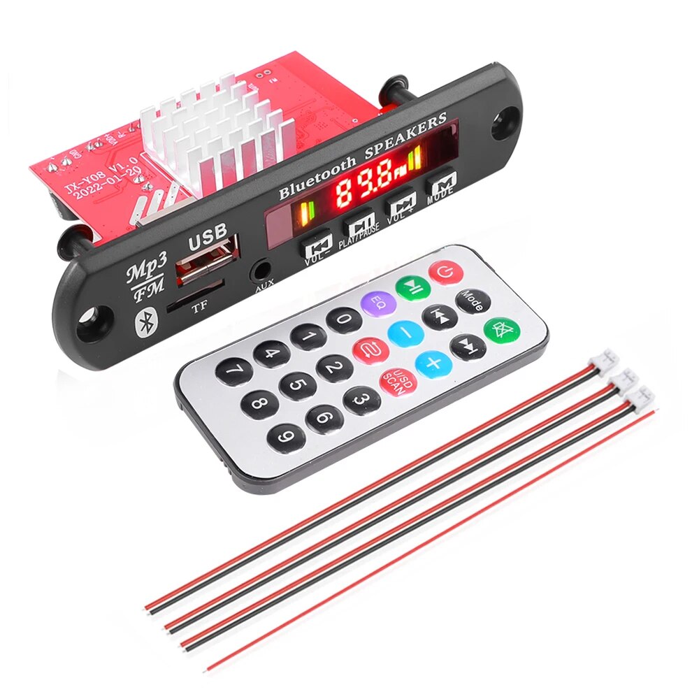 120W Amplifier Bluetooth 5.0 MP3 Decoder Board DC 8V-24V MP3 Player Car Music FM Radio Module with Remote Control For Speaker. 