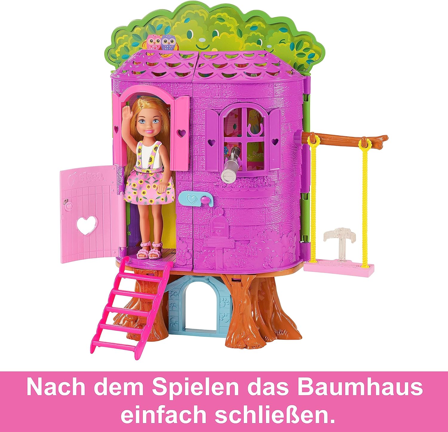Barbie HPL70 Chelsea  Doll and Treehouse Playset  BARBIE - Chelsea Doll and Tree House Playset with Puppy with Furniture, Slide and More Than 10 Accessories for Endless Creative Fun for Children. 