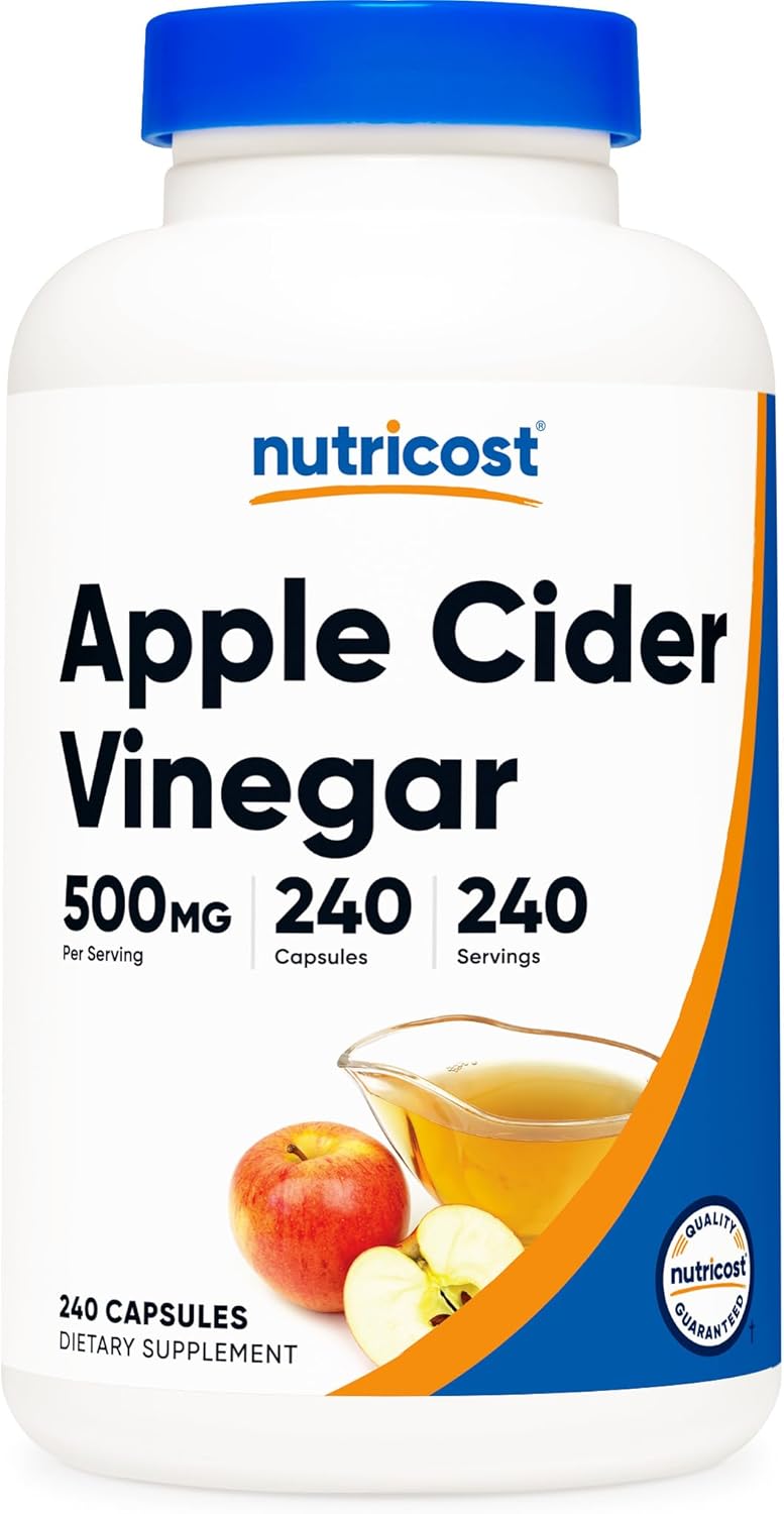 Nutricost Apple Cider Vinegar Capsules 500mg, 240 Vegetarian Capsules - Natural, Vegetarian, GMP, Non-GMO and Gluten Free