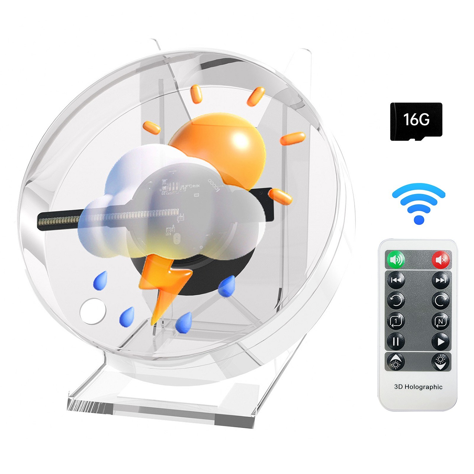 3D Naked Eye 3D Hologram Projector Advertising Display Fan Advertisment Video Player 16GB Memory Card