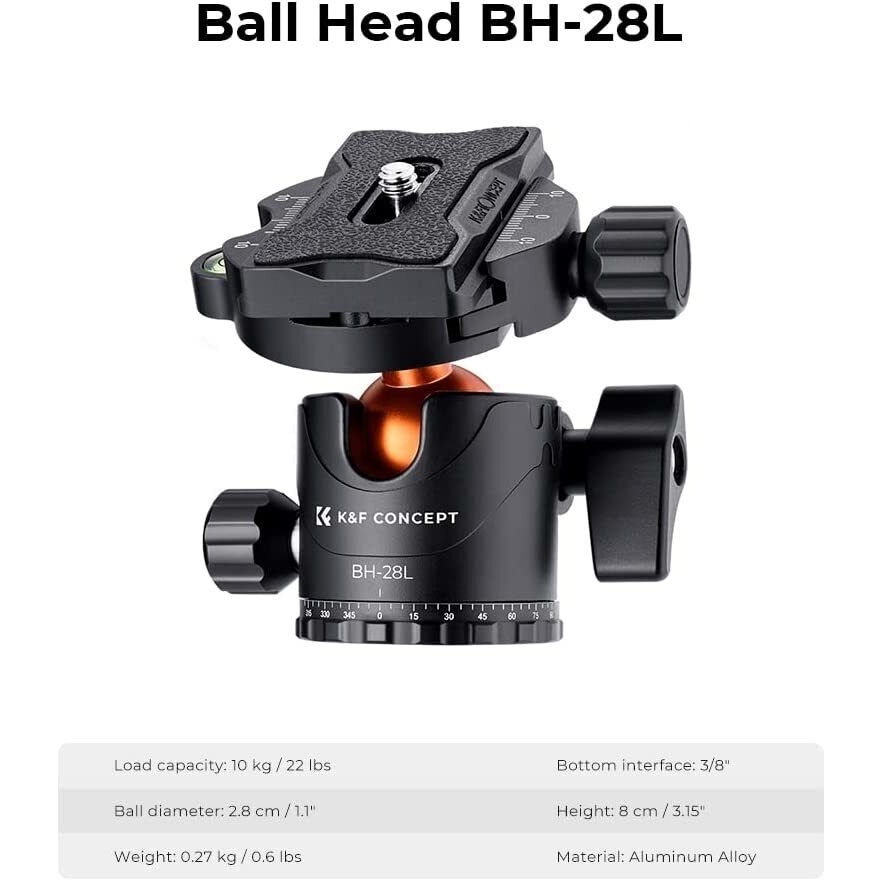 K&F Concept KF09.112 T255A3 Aluminum Overhead Ball Head Tripod with Monopod. 