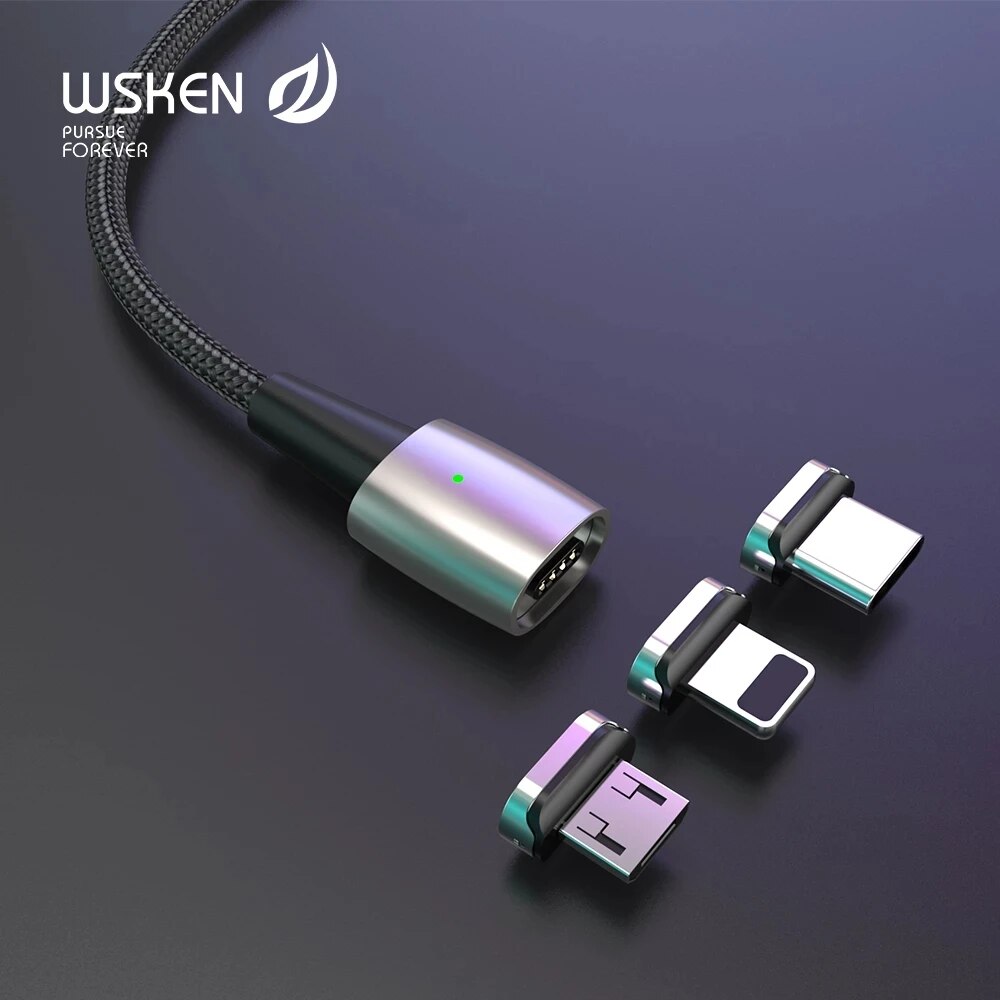 Wsken Magnetic USB C Cable Quick Charge USB Type C Magnet Charger for iphone Micro USB Fast Charging Mobile Phone USB Cord. 