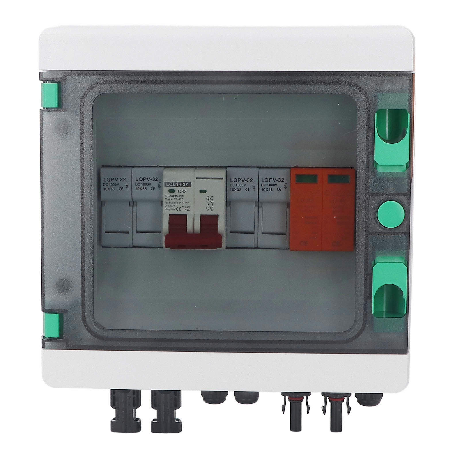 Photovoltaic Combiner Box, DC500V Waterproof 2 String Solar Combiner Box Short Circuit Protection Easy Installation with 15A Fuse for RV. 