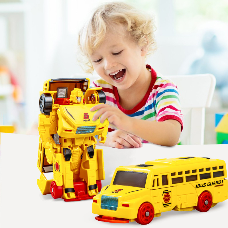 Transformation Toy Robot Bus Car Man Boy One Step Transformation School Bus Transformer. 