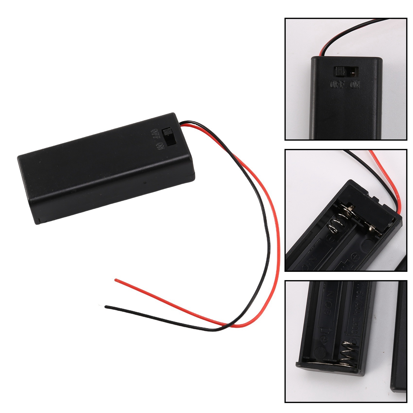 2 x 2 x AAA 3 V Battery Holder Case Box Wire ON / OFF Switch m Cover. 