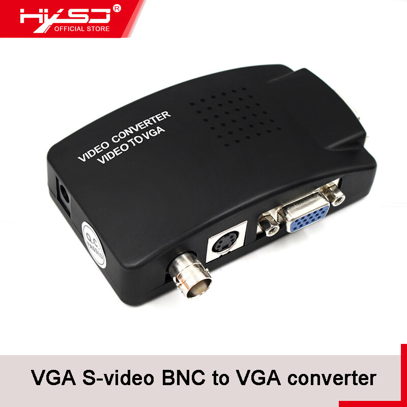 HXSJ HW-2404 BNC to VGA Video Converter, S-video Input to PC VGA Out Adapter with Dc Cable or S Video Cable or Power Adapter. 